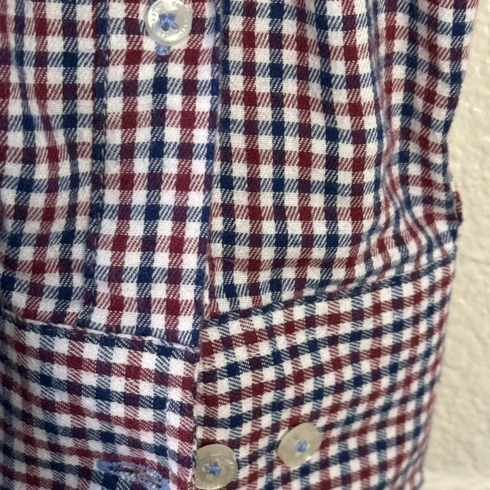 Tailorbyrd Maroon and Blue Checkered Button Down Shirt XL - Picture 6 of 7